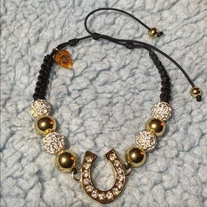 Hard Rock Cafe Gold & Black Horseshoe Charm Bracelet